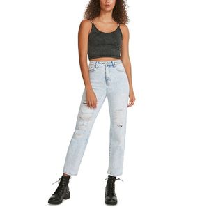 Jeans Madden Girl a Vita Alta, Stile Vintage Boot Cut, Blu, Taglia XL, Lavabili, con Strappi e Dettagli Sfilacciati, Modello Dad Style Boyfriend - Product Image 1