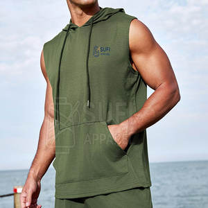 New Trendy <b>Men's</b> <b>Sleeveless</b> Hoodie Solid Pattern Autumn Casual Cotton Breathable Quick Dry Best Sale - Product Image 6