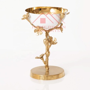 Selling Metal <b>Decorative</b> Serving Bowl for Wedding <b>Decor</b>/High Quality Metal Golden Flower Bowl for <b>Table</b> Centerpieces - Product Image 2