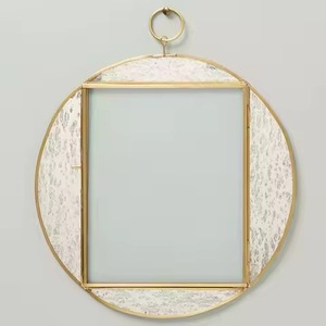 <b>Gold</b> Patterned Square Metal Eco-Friendly Transparent Thick Glass Photo <b>Frame</b> Elegant Decorative Home Office Hotel Picture Holder - Product Image 3