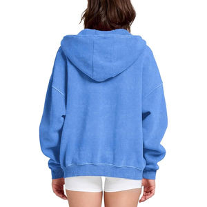 เสื้อฮู้ดแฟชั่นผ้ากรดแบบมีซิปสำหรับผู้ชายเสื้อกันหนาวมีฮู้ดทรงโอเวอร์ไซส์แบบกำหนดเองขายส่ง - Product Image 4