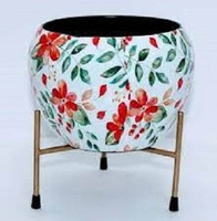Soporte de Metal para Plantas de Interior y Exterior, Cromado, Dorado, Resistente a la Oxidación, Moderno, con Diseño Artístico en Hierro, en Oferta