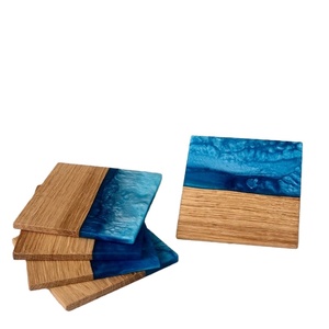 Design by Professional Manufacturer Tea Coasters Round <b>Square</b> Shape Design Tea Cup Coasters Wood Resin Coaster Set - Product Image 1