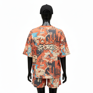 ชุดเสื้อยืดและกางเกงขาสั้นลำลองสำหรับผู้หญิง ผ้าเจอร์ซีย์เนื้อเรียบผสมผ้าฝ้ายและโพลีเอสเตอร์ รับสกรีนโลโก้ตามแบบ 100% ผ้าฝ้าย - Product Image 2