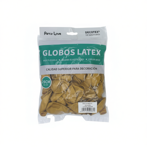 Ballons en latex Party Love 25cm Or Métallique R10 pour décoration - Product Image 2