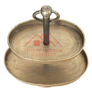 Plateau à 2 niveaux en métal antique en laiton de dernière conception pour les ustensiles de cuisine à la maison Plateau décoratif de fruits en fer de haute qualité pour la maison - Product Image 5