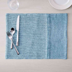 White Color Red Center Border 100% Organic Cotton GOTS Certificate Table Cloth <b>Mat</b> Wholesale High-grade Fast Dispatch Woven pads - Product Image 3