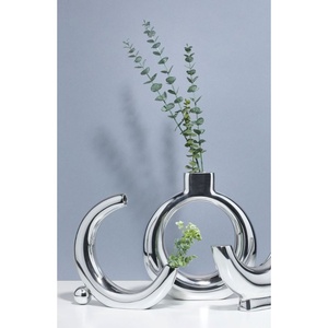 Vase de fleurs moderne en acier inoxydable Base noire avec accents en laiton pour décoration de maison ou de mariage Arrangements dorés - Product Image 3