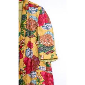 Indian Handmade Cotton Kantha Kimono <b>Robe</b> for <b>Woman</b> & Man Summer Beach Wear Japanese Style Patchwork Soft Breathable Gift - Product Image 3