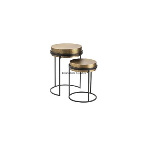 High Graded <b>Gold</b> Plated Unique Designer Top With Black Color Metal Stylish Stands for Coffee and <b>Side</b> <b>Table</b> From Indian Supplier - Product Image 1