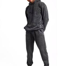 Ensemble de survêtement délavé à l'acide pour l'hiver 2026, survêtement délavé au soleil pour hommes, pantalon de survêtement empilé personnalisé, ensembles de sweat-shirts, service OEM, 100% coton - Product Image 1
