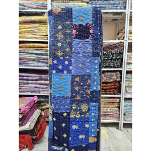 Hecho a mano indio Vintage Kantha Khambadiya seda Patchwork moda invierno decoración del hogar colcha sábana alta ropa usada - Product Image 6