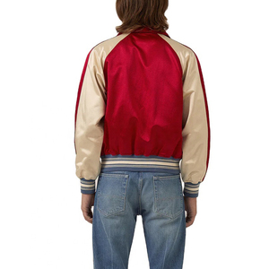 Chaqueta de béisbol de manga larga de tela satinada de alta calidad para hombre chaqueta de bombardero con cremallera impresa por sublimación personalizada para hombre - Product Image 6