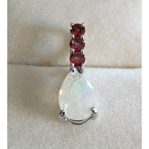 Shah Gems Women's Natural Ethiopian <b>Opal</b> and Garnet Solitaire <b>Pendant</b> 925 Sterling Silver Fine <b>Pendants</b> & Charms - Product Image 1