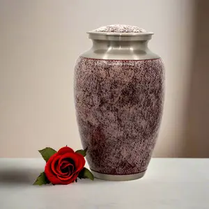 Urna de metal de estilo americano único con textura decorativa de fábrica de diseños de rosas para suministros funerarios para adultos para almacenamiento - Product Image 3