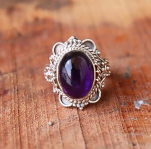 925 Sterling Silver Classic Oval Cut Statement <b>Ring</b> Women <b>Natural</b> Amethyst Gemstone Bezel Setting <b>Engagement</b> Wedding Party Wear - Product Image 1