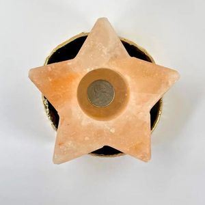 Portavelas de sal del Himalaya rosa con forma de estrella elegante para regalar, relajarse y decoración de interiores con tema de amor - Product Image 4