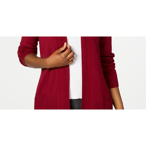 Cardigan Aperto da Donna Karen Scott Rosso Taglia X-Large, Abbigliamento Invernale in Lana e Acrilico con Decorazione a Bottoni - Product Image 3