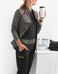 Veste de travail médicale unisexe en mélange de polyester durable, respirante et confortable, col en V, uniformes d'hôpital, logo de couleur personnalisé - Product Image 4