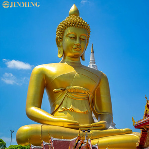 Grande statue de <span class=keywords><strong>bouddha</strong></span> bouddhiste dorée grandeur nature en plein air <span class=keywords><strong>bouddha</strong></span> thaïlandais statue assise en bronze coulé produit d'artisanat en métal - Product Image 3