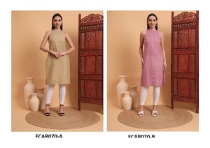 Top de algodón indooccidental-Rayón Kurti para mujer, Ropa Étnica ligera y ventosa, perfecta para un clima cálido - Product Image 4