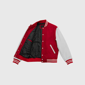 Veste de baseball vierge à manches longues avec revêtement de traitement teint uni Vestes d'université universitaire avec logo personnalisé pour hommes d'automne - Product Image 6