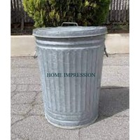 Poubelle faite à la main à usage multiple avec couvercle forme ronde grande poubelle pour le stockage des déchets poubelle galvanisée et poubelle