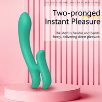Doppelkopf-Vibrator aus Flüssigsilikon, USB-Aufladbar, 10 Modi, Leise, Wasserdicht, Starke Vibration, Erwachsenen-Spielzeug