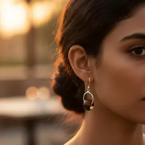 "Vintage Diamond Cut Pear Shape 925 <b>Silver</b> Smoky Quartz <b>Drop</b> <b>Earrings</b> for Women" - Product Image 1