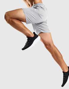 Grey <b>Mens</b> Athletic <b>Shorts</b> <b>with</b> Stretchy Quick Dry Fabric and Secure <b>Zip</b> <b>Pockets</b> Ideal for Training Running and Daily Workout - Product Image 4