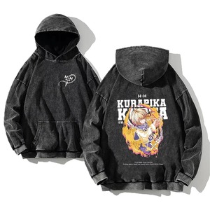 เสื้อฮู้ดผู้ชายผ้าฝ้ายโอเวอร์ไซส์ผ้า100% มีฮู้ดผ้าซักลายกรดวินเทจ - Product Image 4