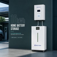 Batterie LiFePO4 BEES TECH 18 kWh 51,2 V 360 Ah avec bande lumineuse LED ambiante pour système solaire hors réseau, extensible jusqu'à 32 kWh 36 kWh