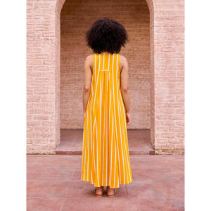 Robe longue en mousseline rayée sans bretelles avec imprimé frangipanier pour les célébrations de jour - Product Image 6