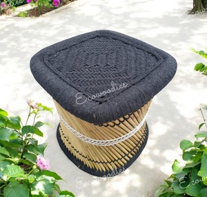 Mudda de caña de bambú Natural ecológico, taburete Muddi hecho a mano, taburete de jardín para jardín, muebles para interiores/exteriores, consola con incrustaciones de hueso - Product Image 1