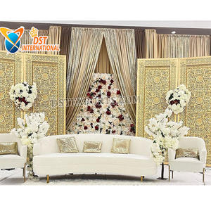 ฉากหลังงานแต่งงานสีทองสวยงาม โครงฉากงานแต่งงานหรูหรา แผงฉากใยแก้วสำหรับงานแต่งงาน โครงฉากงานแต่งงานสีทอง FRP จากสหราชอาณาจักร - Product Image 1