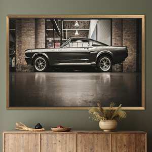 ผ้าใบพิมพ์ลายสวยงาม: ศิลปะคลาสสิกของฟอร์ดมัสแตง, ของตกแต่งผนังสไตล์วินเทจ,1P:กรอบสีทอง - Product Image 1