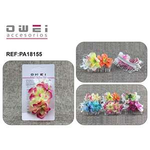 Alloy and Rhinestone 12u/c Flower with Comb <b>for</b> Party <b>Hair</b> Decoration - Product Image 1