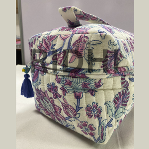 Bolsa de Mano Acolchada de Algodón con Pétalos de Arándano, Ecológica y Floral, con Cierre, Asa Frontal, Reutilizable, para Viajes, Compras, Cosméticos, Grande y Portátil - Product Image 4