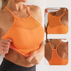 บราออกกำลังกายแบบไร้รอยต่อระบายอากาศได้บราเล่นยิมยกทรงตาข่ายดันทรงเปิดหลังสำหรับผู้หญิงบราโยคะเสื้อครอป - Product Image 3