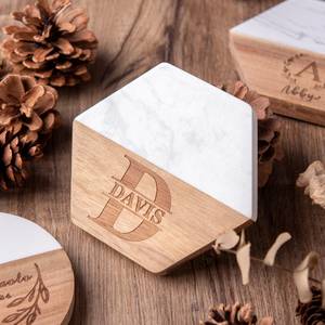 Sous-verres modernes en marbre et bois naturels, durables, polis, de qualité supérieure pour la table de cuisine, le café, utilisation promotionnelle - Product Image 2