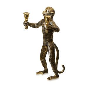 เชิงเทียนชิมแปนซีทองเหลืองโบราณที่วางเทียนบนโต๊ะของโรงแรมบ้านโลหะตกแต่งด้วยลวดลายโบราณ - Product Image 2