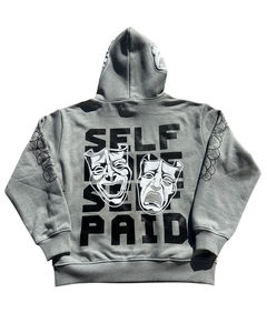 Fermeture à glissière complète, Street Oversized Acid Wash Loose Box Fit Cropped Hoodies pour homme Heavyweight Paint basics coton mélangé - Product Image 3