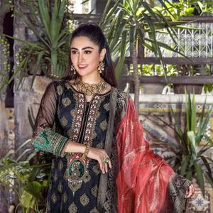 2024 colección de Bodas de lujo indio pakistaní bordado Salwar Kameez piedra pesada algodón Lino seda viscosa Venta caliente - Product Image 5