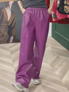 Pantalones Largos de Cuero para Hombre, Invierno 2024, Piel Natural, Cintura Elástica, Corte Recto Amplio, Casuales, con Botones, Impermeables y Transpirables - Product Image 3