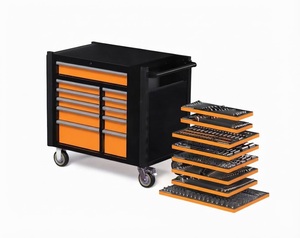 41 pouces x 25 pouces Armoire d'atelier mobile à 11 tiroirs avec jeu d'outils Master Mechanics dans des plateaux en mousse (614 pièces) - Product Image 1