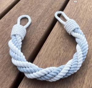 Attache de rideau en coton gris et blanc, corde torsadée, attache de rideau, décoration de fenêtre douce et neutre - Product Image 2