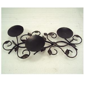 Bougeoir de pilier de fer noir de conception de modèle de feuille pour la table de mariage de fête de salon à la maison décorative - Product Image 1