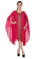 Kaftan de luxe sur mesure, orné de perles faites à la main au niveau du col, manches longues, pour soirée, mariage, cocktail, plage, chemisier court, top court, orné de cristaux