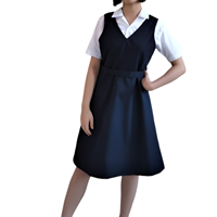 Robe d'école mi-longue unie Smart Fit pour filles, avec détail boutonné, en coton/polyester respirant et infroissable, toutes tailles, multi-couleurs