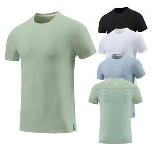 T-shirt de sport décontracté pour hommes-Séchage rapide-Haut de course mince et extensible-100% coton tricoté à manches courtes - Product Image 2